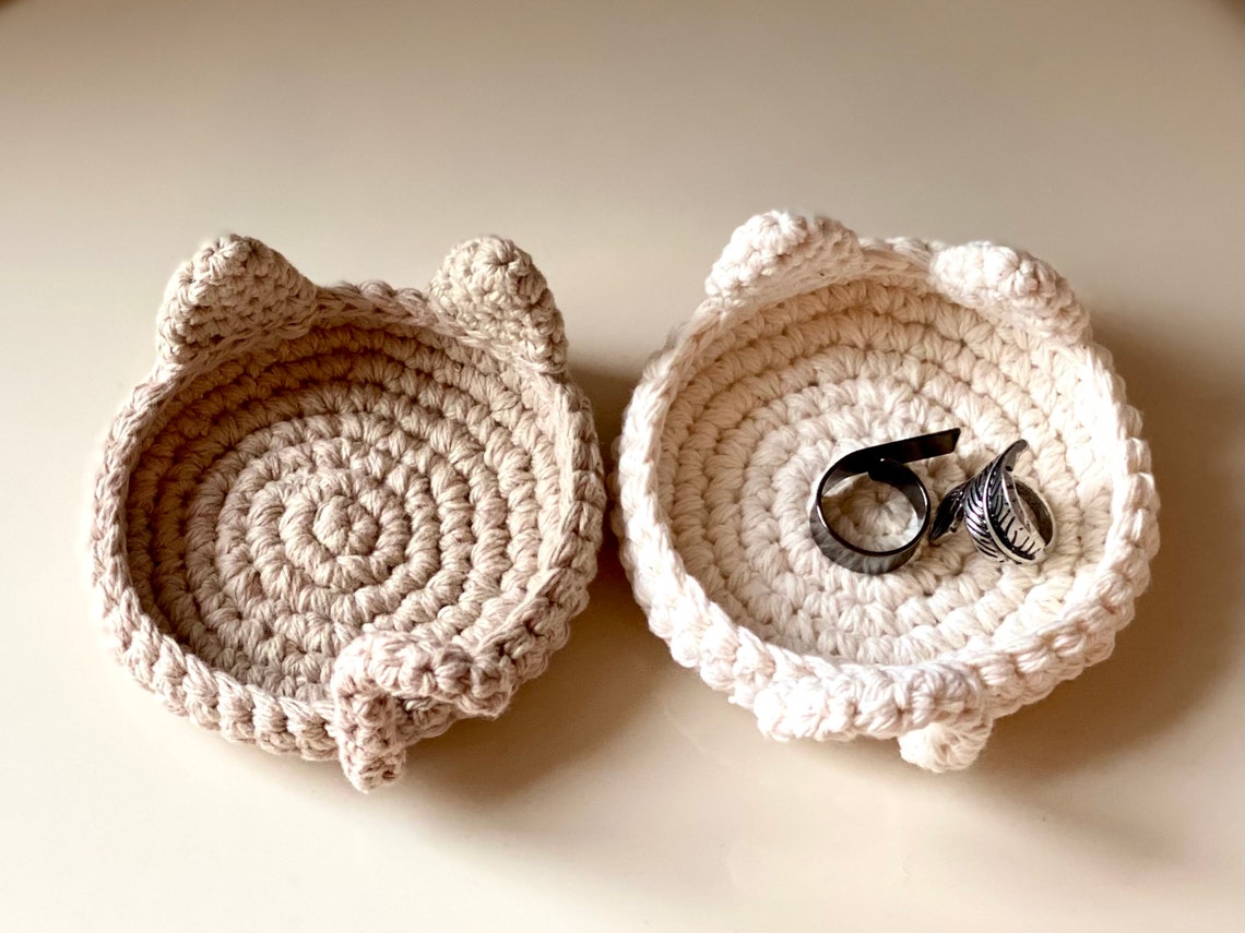 Cat Ring Dish 100 Cotton HandCrocheted Trinket Dish Etsy
