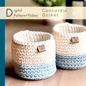 PATTERN + VIDEO: Crochet Storage Basket⪼ Concordia |Instant Download PDF| Minimalist Home Decor| Multi-purpose Organizer for home & Office