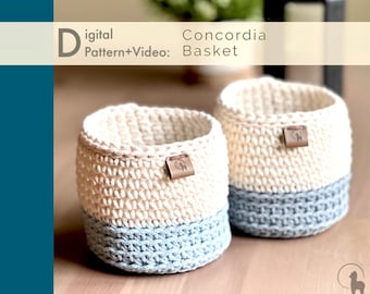 PATTERN + VIDEO: Crochet Storage Basket⪼ Concordia |Instant Download PDF| Minimalist Home Decor| Multi-purpose Organizer for home & Office