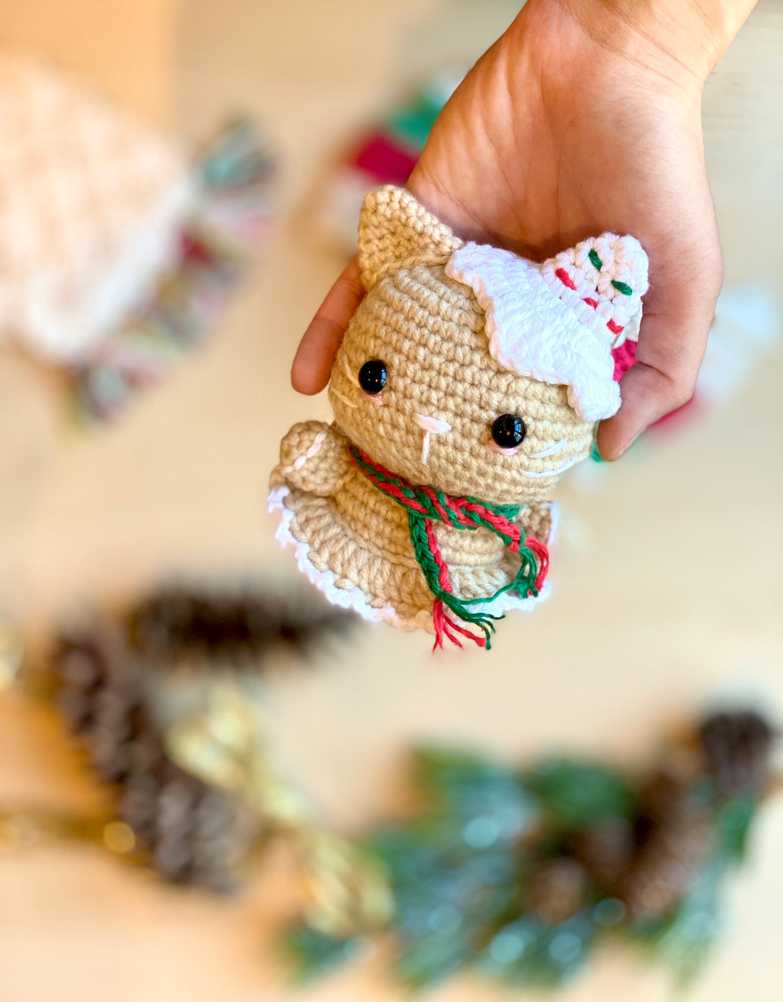Crochet PATTERN: Christmas Cat Plushie Amigurumi Gingerbread | Etsy