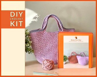 Crochet KIT: Tote Bag ⪼ Bossa | Customizable Color Combo | Minimalist Scandinavian Tote | Round Bag | Everyday Purse | Craft Lover Gift Set