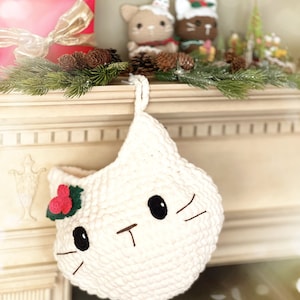 Crochet PATTERN: Christmas Cat Stocking Cute Christmas Decor for Cat Lovers Holiday Gift Idea Stocking for Pet Quick n Easy image 9