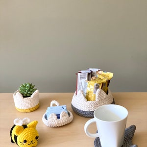 Crochet PATTERN: Minimalist Cat Coaster Instant Download PDF Kitty Mug Rug Farmhouse Table Decor DIY Amigurumi Coaster Cat Lover Gift image 8