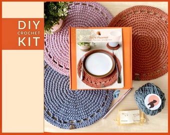 Crochet KIT: Round Placemats| Table Centerpiece| Knitted Pot Holder| Fall Table Setting| Minimalist Home Decor| Handmade Gift Set