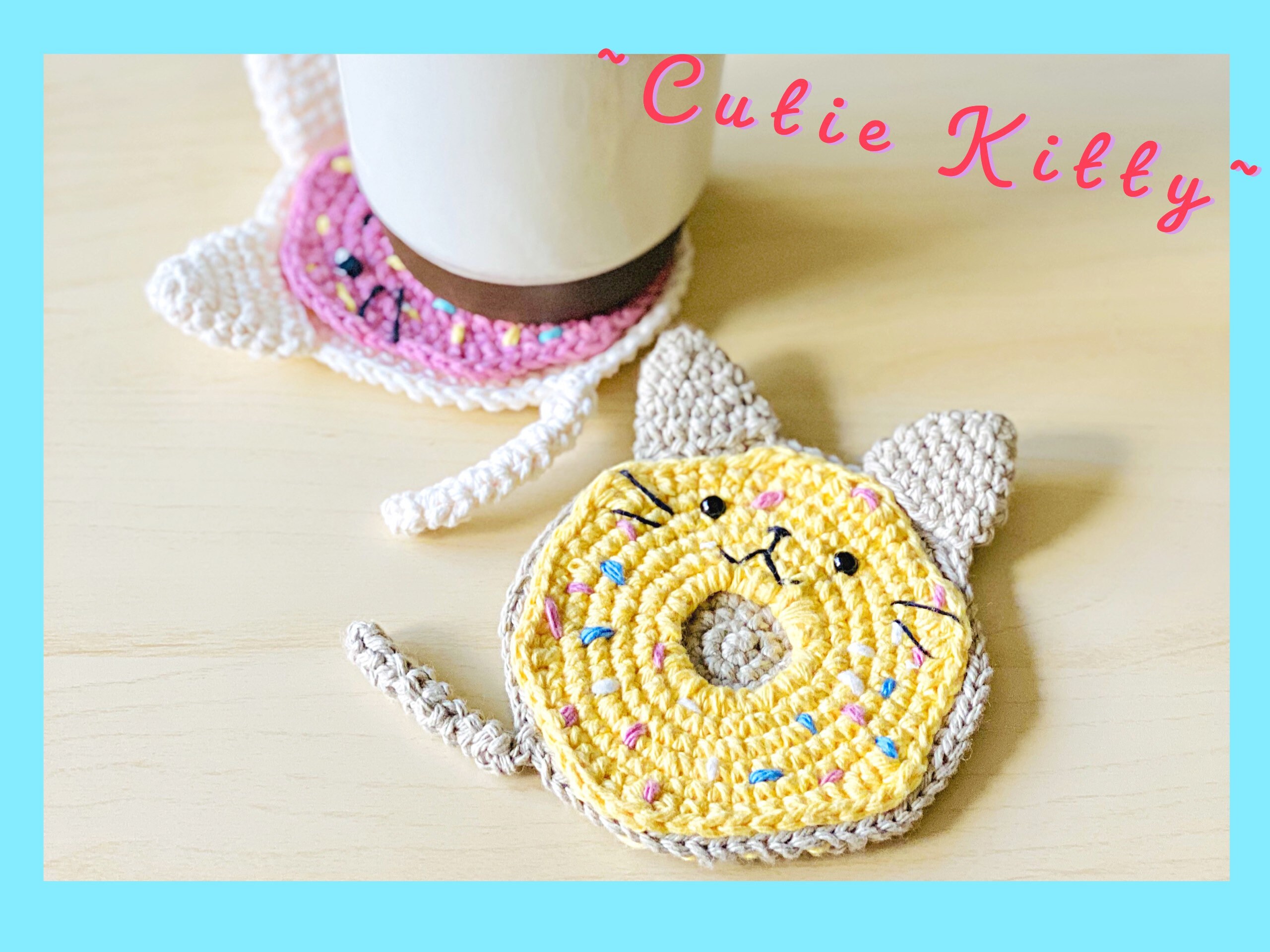Crochet Cat Coaster Pattern PDF Kitty Mug Rug Kid friendly Etsy