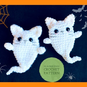 Gehaakt PATROON: amigurumi kattenzakpop | Griezelig Halloween-decor | Halloween-spookslinger | Kat sleutelhanger | Kittyspeld | Cadeau voor kattenliefhebbers