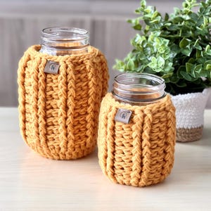 Mason Jar Cozy, Pint/Quart Sizes| Crochet Jar Cover| Handmade Table Decor| Chunky Mug Cozy| Knitted Glass Holder| Minimalist Home Decor gift