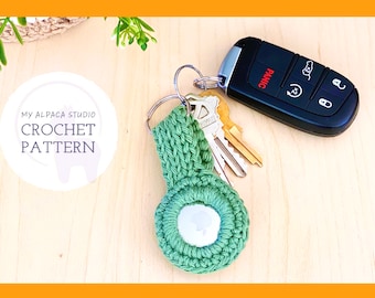 Crochet PATTERN: Airtag Holder Keychain | Apple Airtag Case | Instant Download PDF | Knitted Bag Charm | One Hour DIY Key chain Project