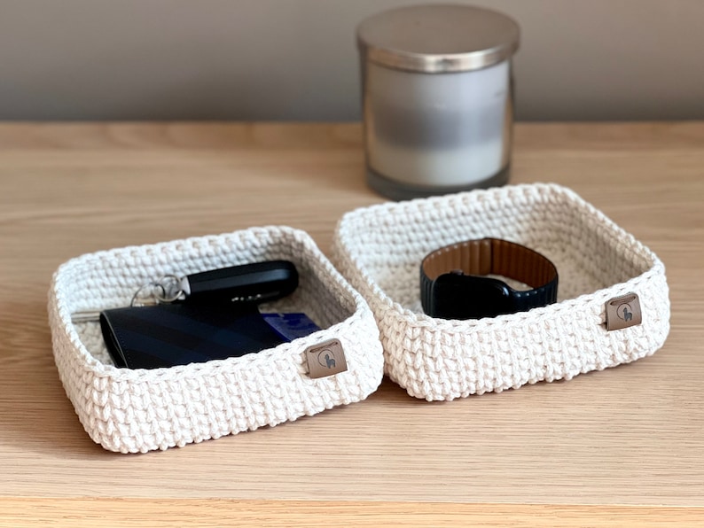 Crochet PATTERN: Square Basket Instant Download PDF Minimalist Modern Home Decor Multipurpose Organizer for Entryway, Bathroom, Pantry image 8