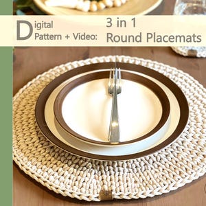 Pattern and Video: Crochet Round Placemat in 3 Designs, Adjustable in size (up to 15")