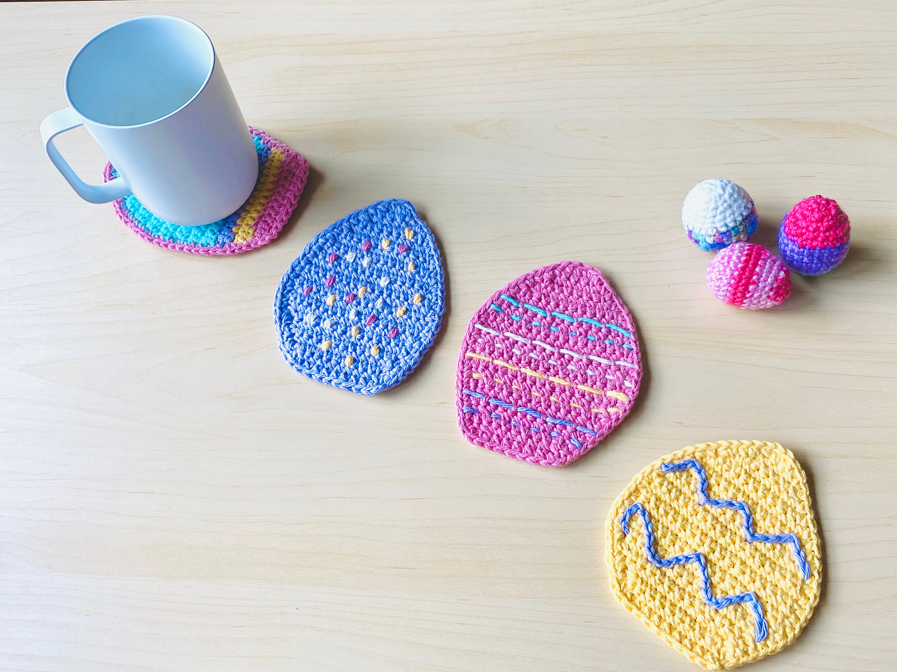 Crochet Easter Egg Coaster PATTERN PDF 4 Designs in 1 One Etsy