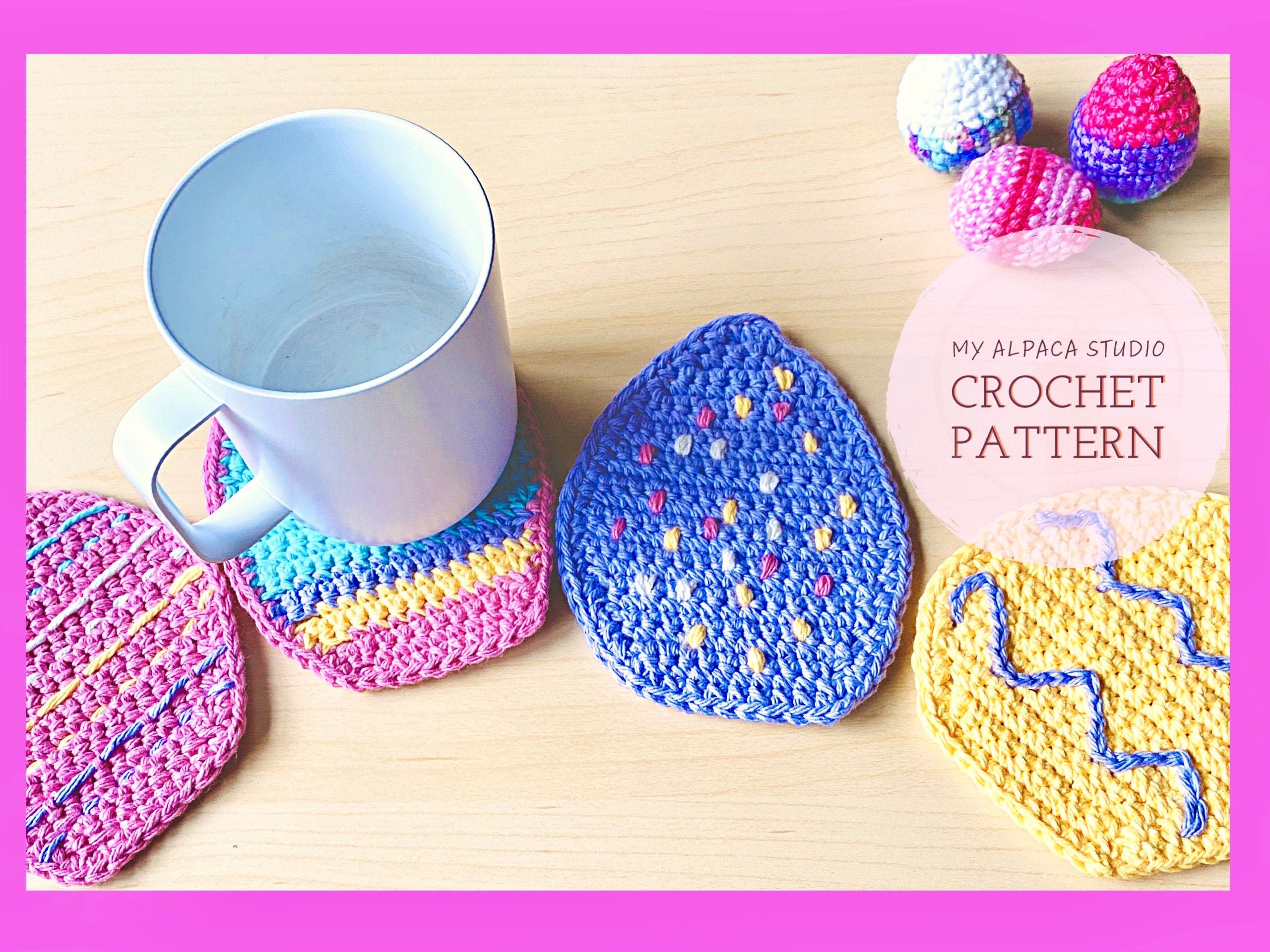 Crochet Easter Egg Coaster PATTERN PDF 4 Designs in 1 One Etsy