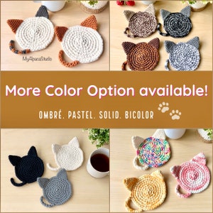 Cat Coaster 1 piece Bicolor Series Hand-crocheted 100% Cotton Cute Kawaii Home Decor Minimalistic Kitty Mug Rug Cat Lovers Gift image 8