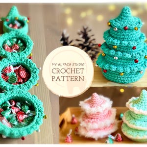 かぎ針編みパターン: クリスマスツリーバスケット| すぐにダウンロード| お菓子や小物を入れる積み重ね可能なバスケット| ホリデーホームデコレーション| お祝いの手作りギフト