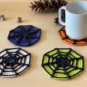 Crochet PATTERN: Halloween Spider Web Coasters DIY Halloween Table Decor Spooky Home Decor Crochet Doilies Crochet Halloween image 3