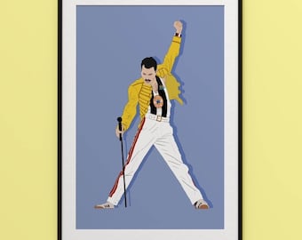 Geordie Freddie Mercury Queen A4 Print / Newcastle Gift / Newcastle United / NUFC / Geordies / Toon Army