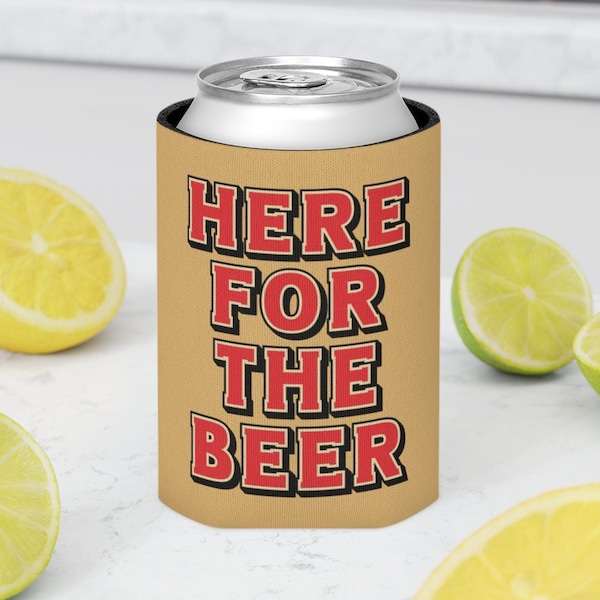 Here For The Beer Aussie Stubby Holder | Funny Australian Stubbie Cooler, Can Cooler, Stubby Cooler, Cosie | Retro Australian | Aussie Gift