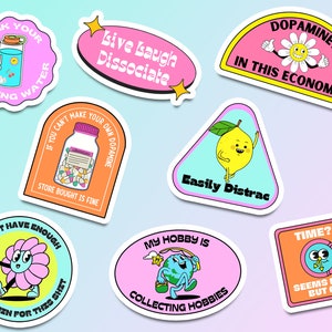 Hoja de pegatinas divertidas de Neurospicy Kiss-Cut / Neurodivergente retro, TDAH, pegatinas de autismo / Neurodivergente divertido, TDAH, regalo de autismo
