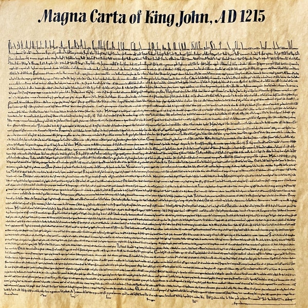Poster Print Magna Carta of King John 1215, reproduction Old Print Historical Documents King George III  in Original Latin  16" x 13.75"