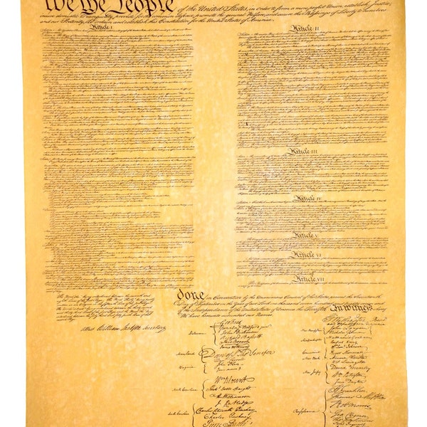 Poster Print "We the people" Replica Original The Constitution of the United States on one sheet for easy framing & display. 29H x 23W print