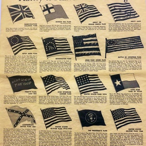 Poster Print Poster Print History of Famous American Flags of the United States on one sheet for easy framing & display. 16H x 14W print