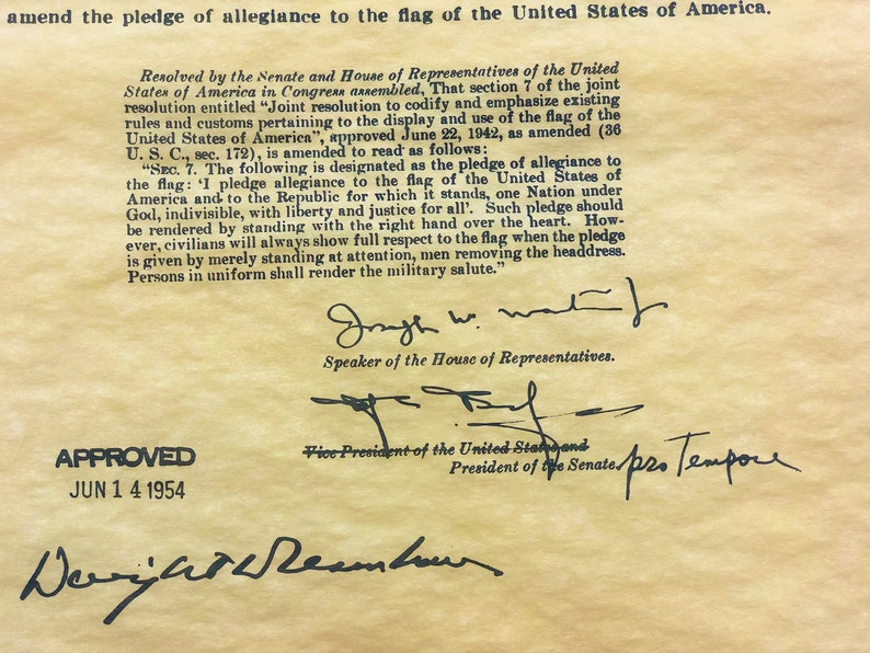 Pledge of Allegiance Poster: 1954 Amendment Replica Print - Etsy