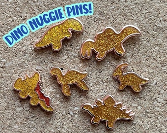 Dino Nuggie Mini Pins | Not Your Usual Dino Nuggies | Dinosaur Chicken Nuggets Hard Enamel Pins