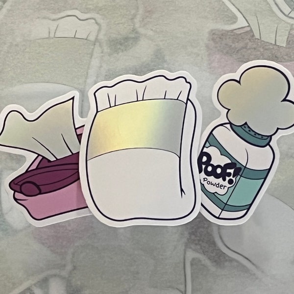 ABDL 3pc Holographic Sticker Set | Diaper Change | Agere