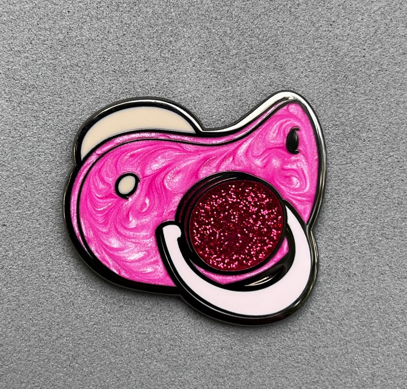 Pacifier Enamel Pin 4 Color Options ABDL Agere Poofy Pins No. 068 image 3