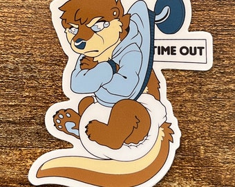 Time Out Timeout Otter Vinyl Sticker ABDL Babyfur Furry Agere