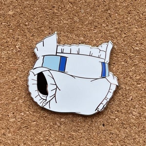 ABDL Diaper Pin Single-Tapes 056 White/Pink/Blue Agere Enamel Pin Poofy Pins White (A-Grade)