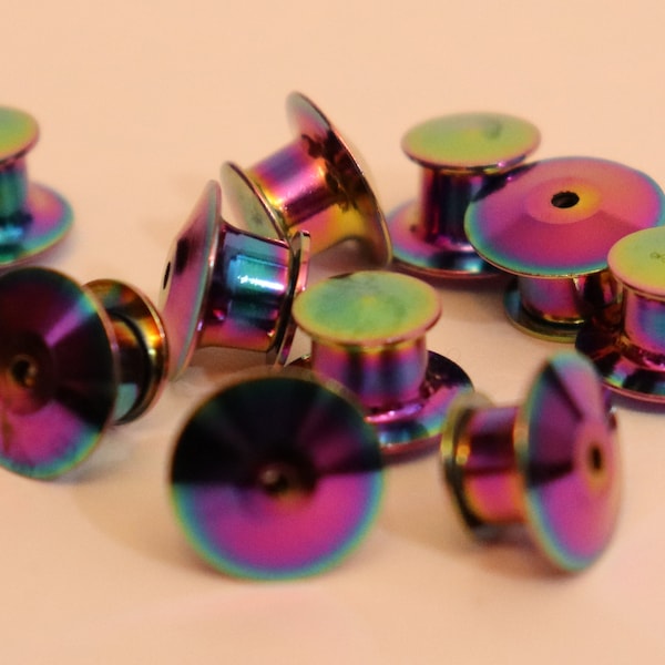 Rainbow Anodized Locking Pin Backs Clutches