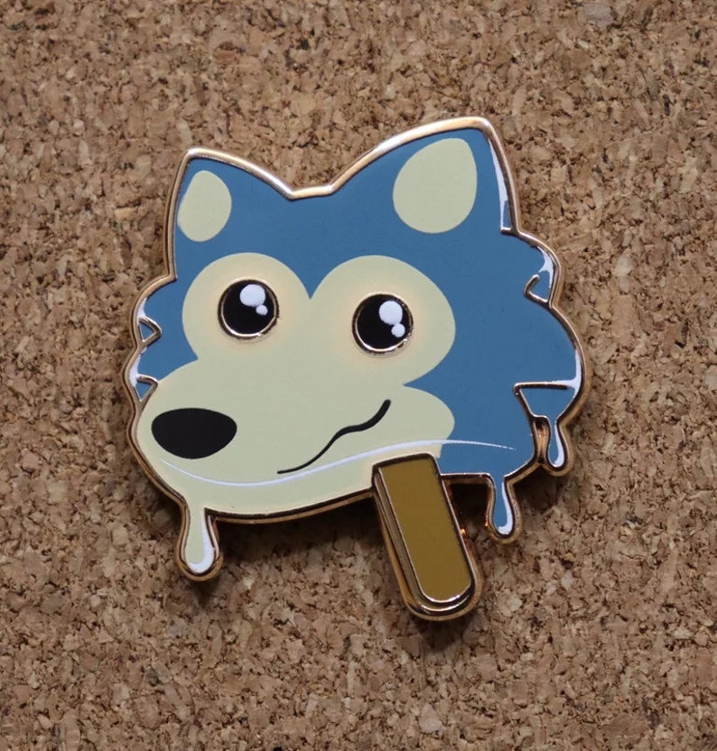 Melty Pupsicle Melted Popsicle Wolf Enamel Pin image 1