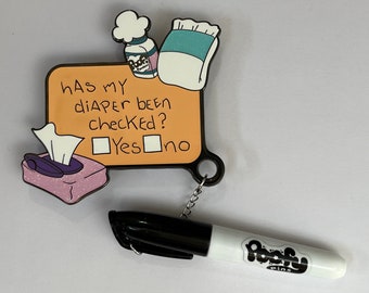 Diaper Check Enamel Pin | Glow-in-the-Dark | 9 Pen Color Options | ABDL Agere | Poofy Pins No. 070