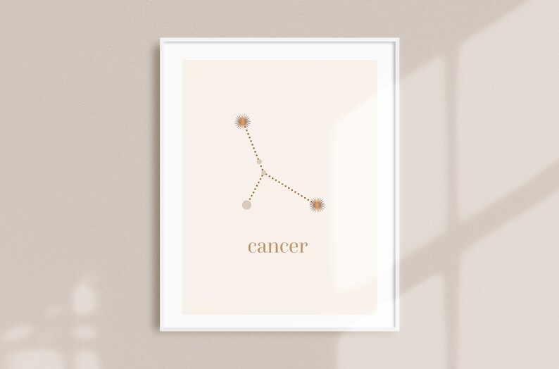 Cancer gifts constellation wall art prints astrology print starsign celestial birthday gift