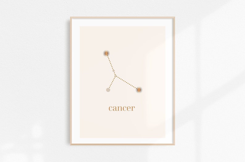 Cancer gifts constellation wall art prints astrology print starsign celestial birthday gift