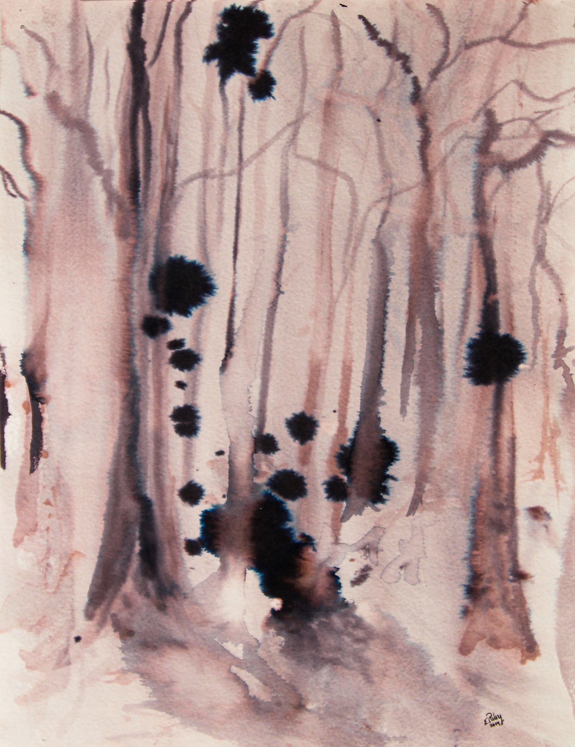 Aspen Ink Painting Ink Blot Painting Impressionistic Forest