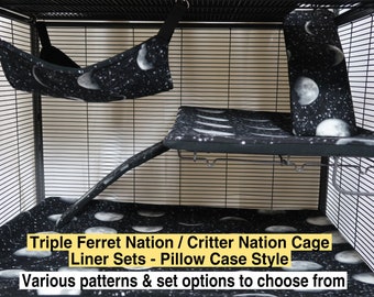 Triple Ferret Nation / Critter Nation Cage Liner Sets - Pillow Case Style