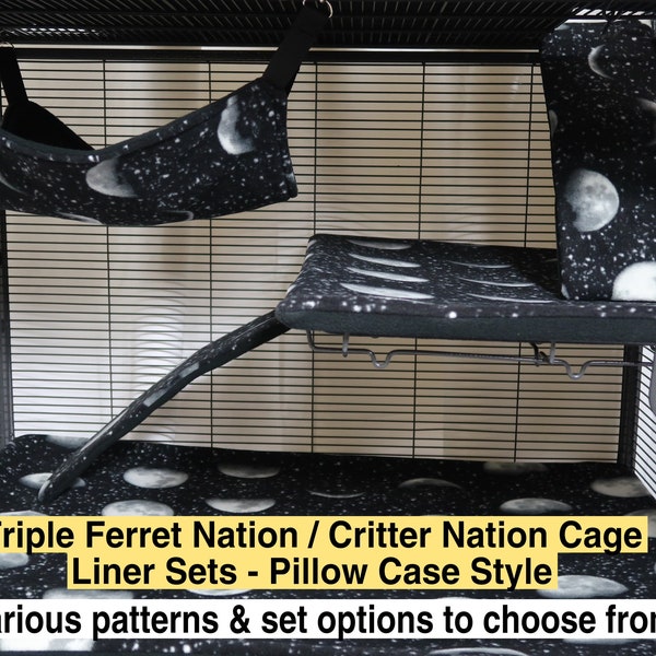 Triple Ferret Nation / Critter Nation Cage Liner Sets - Pillow Case Style