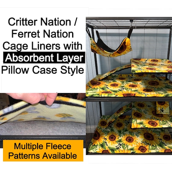 Ferret Nation/Critter Nation Cage Fleece Cage Liners with Absorbent Layer