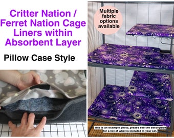 Critter Nation / Ferret Nation Cage Liners within Absorbent Layer / Pillow Case Style Liners with