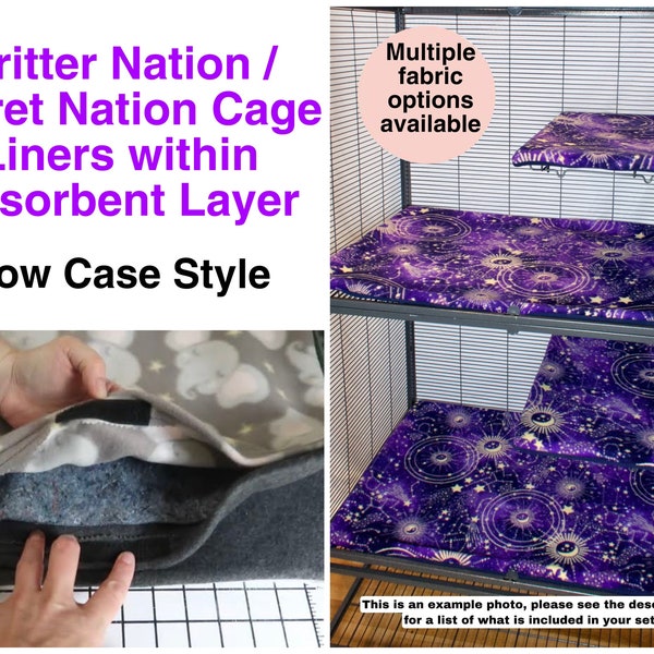 Critter Nation / Ferret Nation Cage Liners with Absorbent Layer / Pillow Case Style Liners