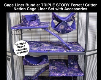 Cage Liner BUNDLE: TRIPLE STORY  Ferret / Critter Nation Cage Liner Set with Accessories