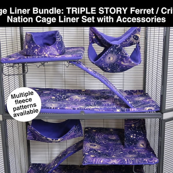 Cage Liner BUNDLE: TRIPLE STORY  Ferret / Critter Nation Cage Liner Set with Accessories
