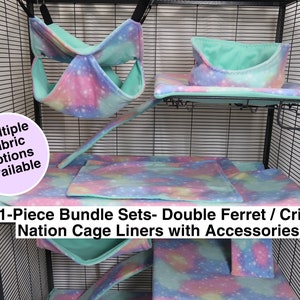 Cage Liner BUNDLE - DOUBLE STORY Ferret / Critter Nation Cage Liner Sets with Accessories - 11 Piece Set