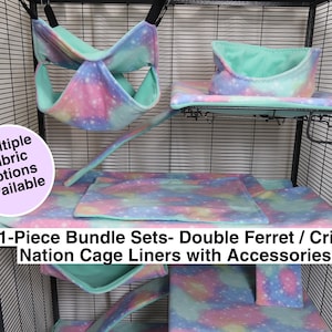 Cage Liner BUNDLE - DOUBLE STORY Ferret / Critter Nation Cage Liner Sets with Accessories - 11 Piece Set