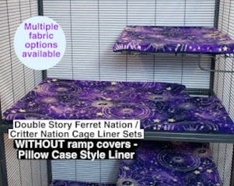 Double Story Ferret Nation / Critter Nation Cage Liner Sets  WITHOUT ramp covers - Pillow Case Style Liner