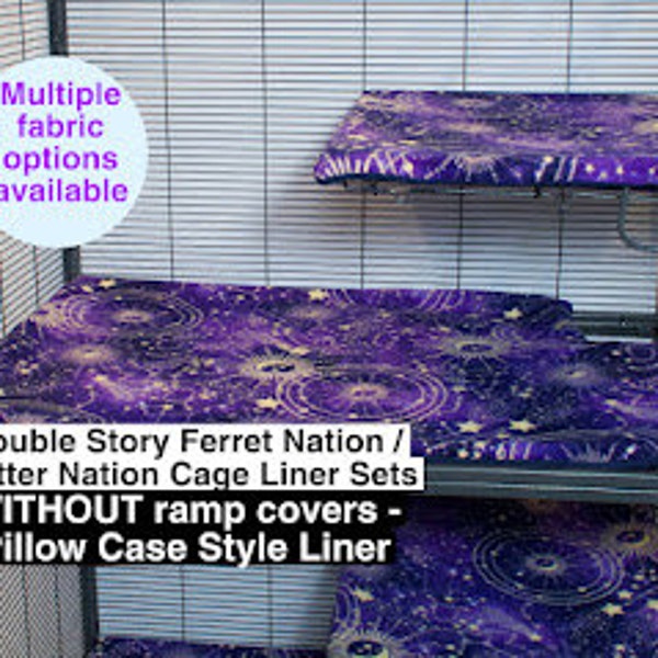 Double Story Ferret Nation / Critter Nation Cage Liner Sets  WITHOUT ramp covers - Pillow Case Style Liner