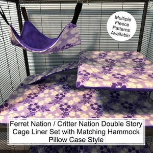 Fleece Cage Liner Set with Hammock for Double Story Ferret Nation/Critter Nation