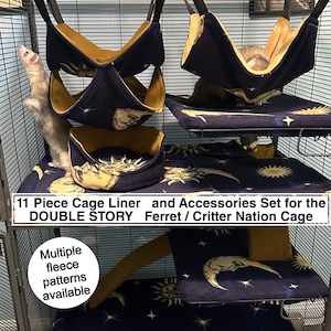 11 Piece Cage Liner  and Accessories Set for the DOUBLE STORY  Ferret / Critter Nation Cage
